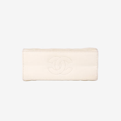 Chanel Quilted Clutch in Beige Satin with Gold Hardware