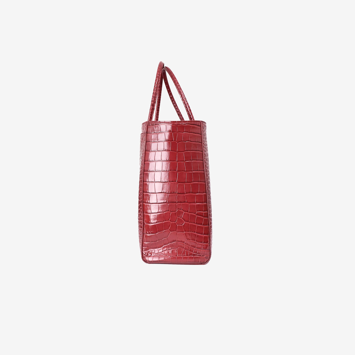 Chanel 26S Shopping Bag Large in Green Crocodile Embossed Calfskin Leather with Gold Hardware side view