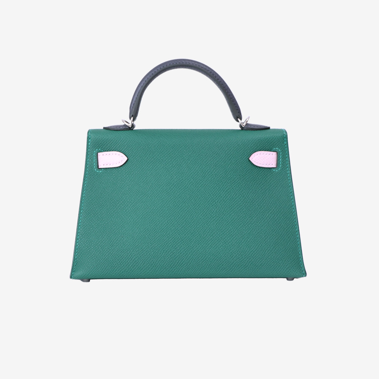 Hermès Mini Kelly 20 in Vert Moyen/Mauve Pale Epsom Leather with Palladium Hardware back view