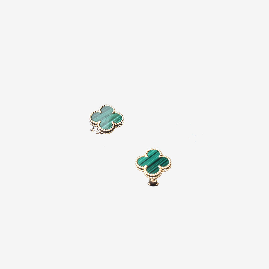 Van Cleef & Arpels Vintage Alhambra Earrings in 18K Yellow Gold with Malachite