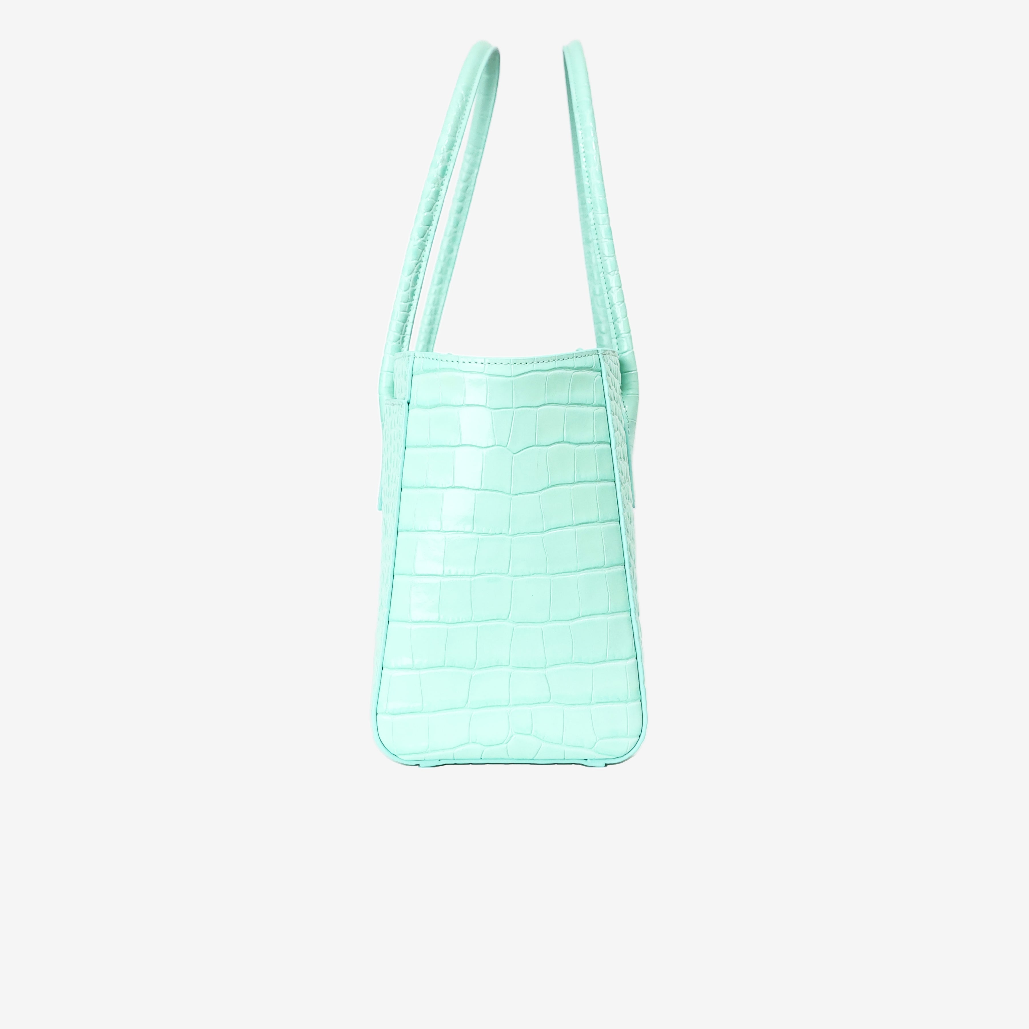 Chanel 26S Shopping Bag in Green Crocodile Embossed Calfskin Leather with Gold Hardware side view