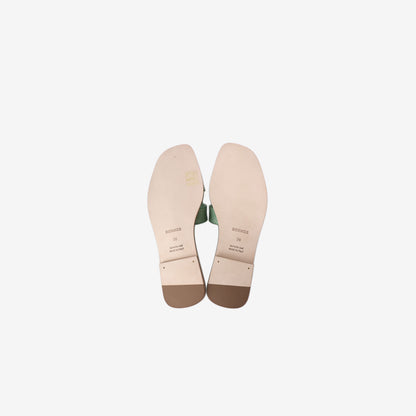 Hermès Oran Sandals in Vert Jade Lizard Leather (Size 38)