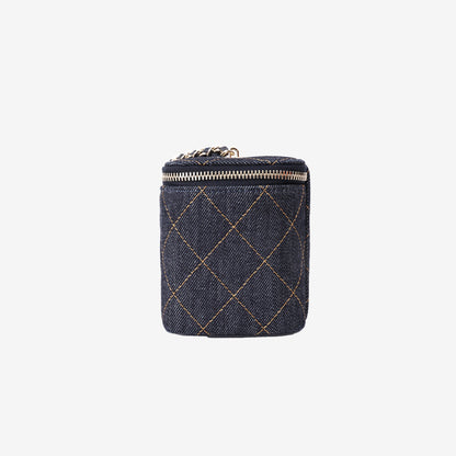 Chanel Classic Vanity with Chain in Dark Blue Denim with Silver Hardware