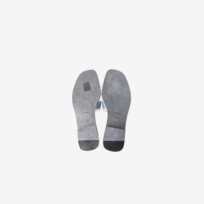 Hermès Oran Sandals in Bleu Clair Maxi Fringed Denim (Size 39)