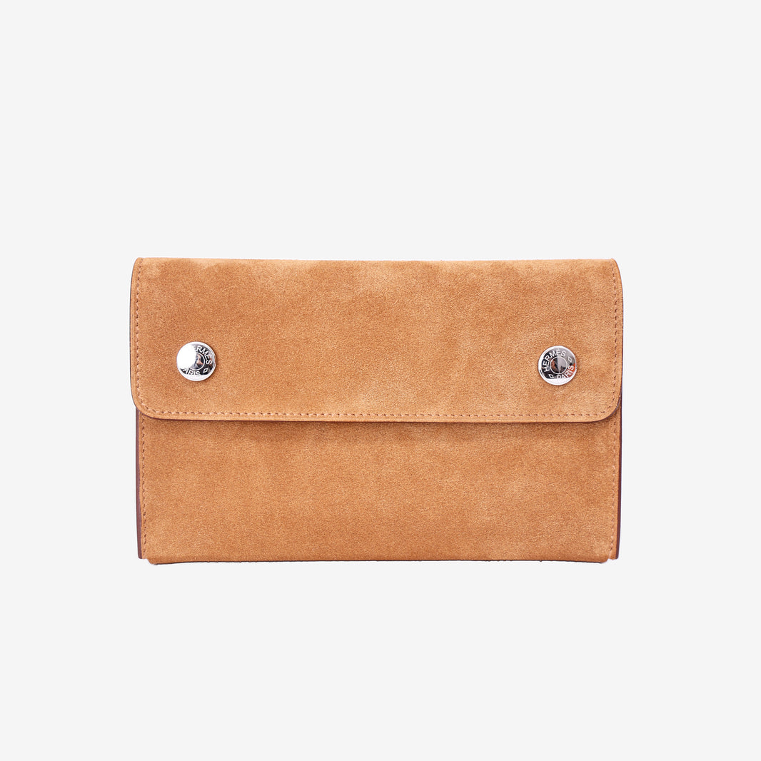 Hermès Snap Wallet in Sesame Veau Grizzly Suede and Swift Leather with Palladium Hardware