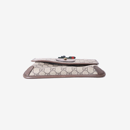 Gucci Neo Vintage Belt Bag in GG Supreme Canvas with Brown Calf Leather and Antique Gold Hardware