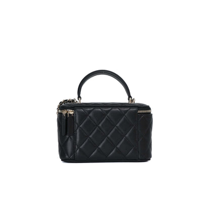 Chanel Small Top Handle Vanity Case With Chain in Black Lambskin with Gold Hardware (Contact to Enquire)