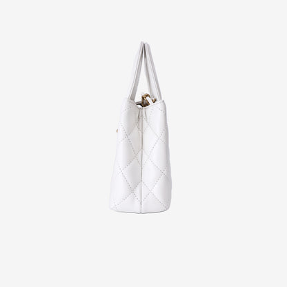 Chanel Small Kelly Shopper in White Aged Calfskin with Brushed Gold Hardware