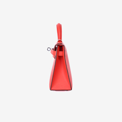 Hermès Mini Kelly 20 in Rouge Tomate Epsom Leather in Gold Hardware side view