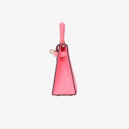 Hermès Mini Kelly 20 in Rose Azalée Epsom Leather with Gold Hardware side view
