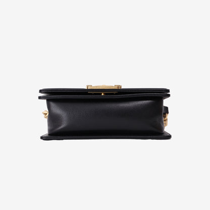 Chanel Small Boy Bag in Black Quilted Caviar Leather with Gold Hardware