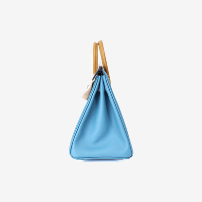 Hermès Birkin 25 in Bleu Jean/Ecorce/Sesame Epsom Leather with Palladium Hardware side view