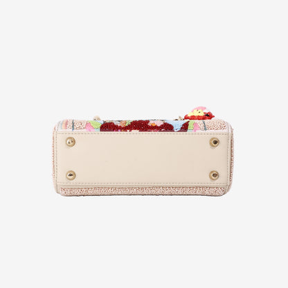 Dior Lady Dior Art Edition Mini Bag by Genieve Figgis with Multicoloured Beaded Embellishments and Gold Hardware