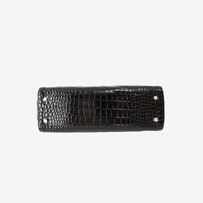 Chanel 26K Shopping Bag in Black Crocodile-Embossed Calfskin Leather with Gold Hardware