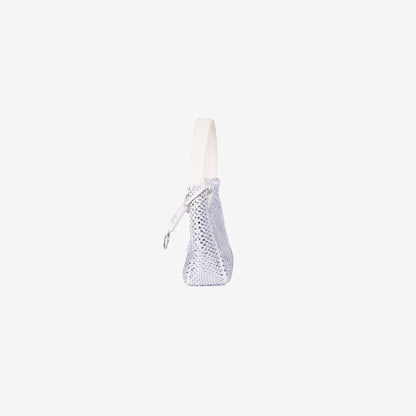 Prada Crystal Shoulder Bag in White Crystal Embellished Canvas side view
