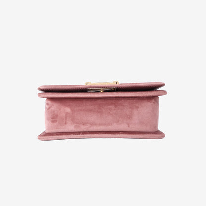 Chanel Small Boy Bag in Pink Velvet with Gold Hardware