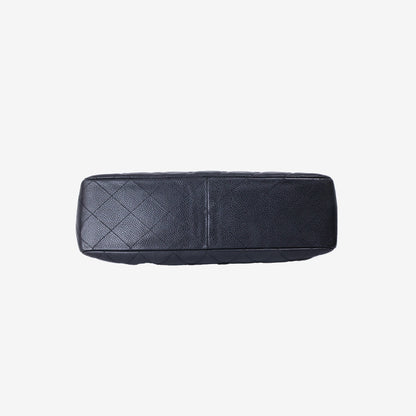 Chanel Large Classic Flap Bag in Black Caviar Leather with Gold Hardware