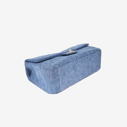 Chanel 26A Maxi Flap Bag in Blue Denim with Gold Hardware