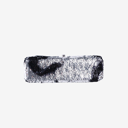 Chanel Flap Bag in Silver/Black Quilted Gradient Sequins with Ruthenium Hardware