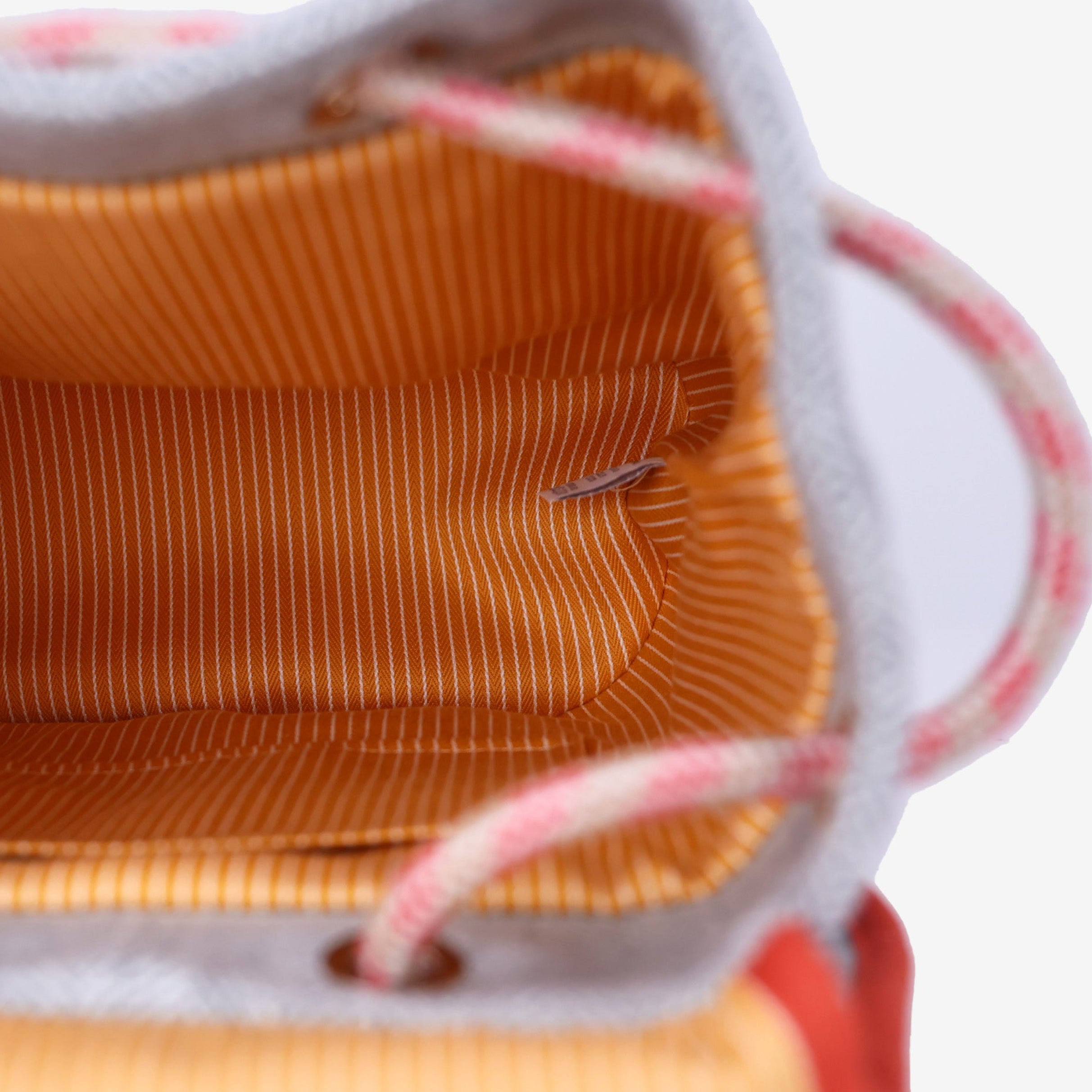 Hermès Animaux Blocks Backpack in Granit Herringbone Wool Canvas interior view
