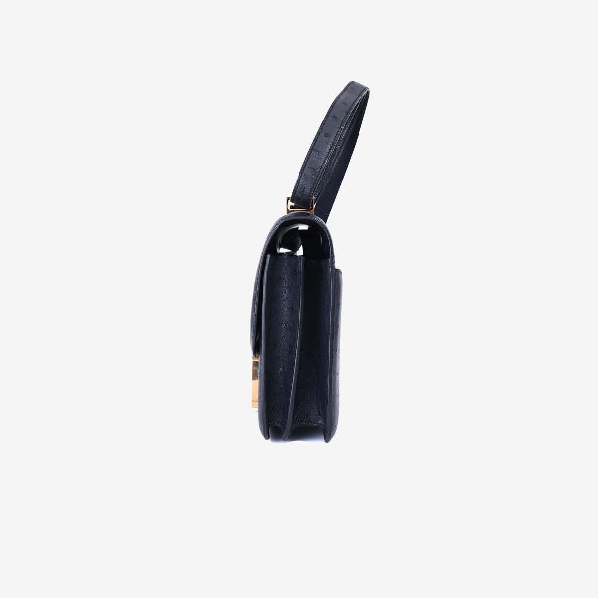 Hermès Constance 24 in Noir Ostrich Leather with Gold Hardware side view