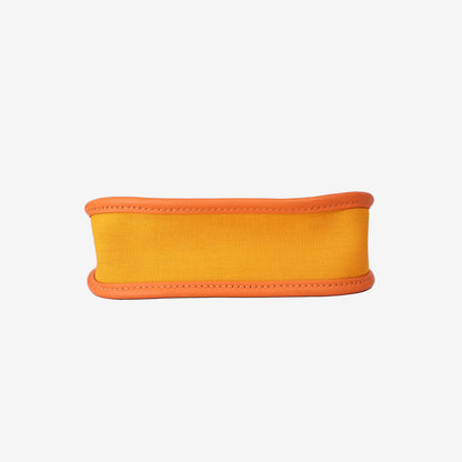 Hermès Neo Evelyne TPM in Feu/Jaune d'Or Officier Canvas/Swift Leather with Palladium Hardware