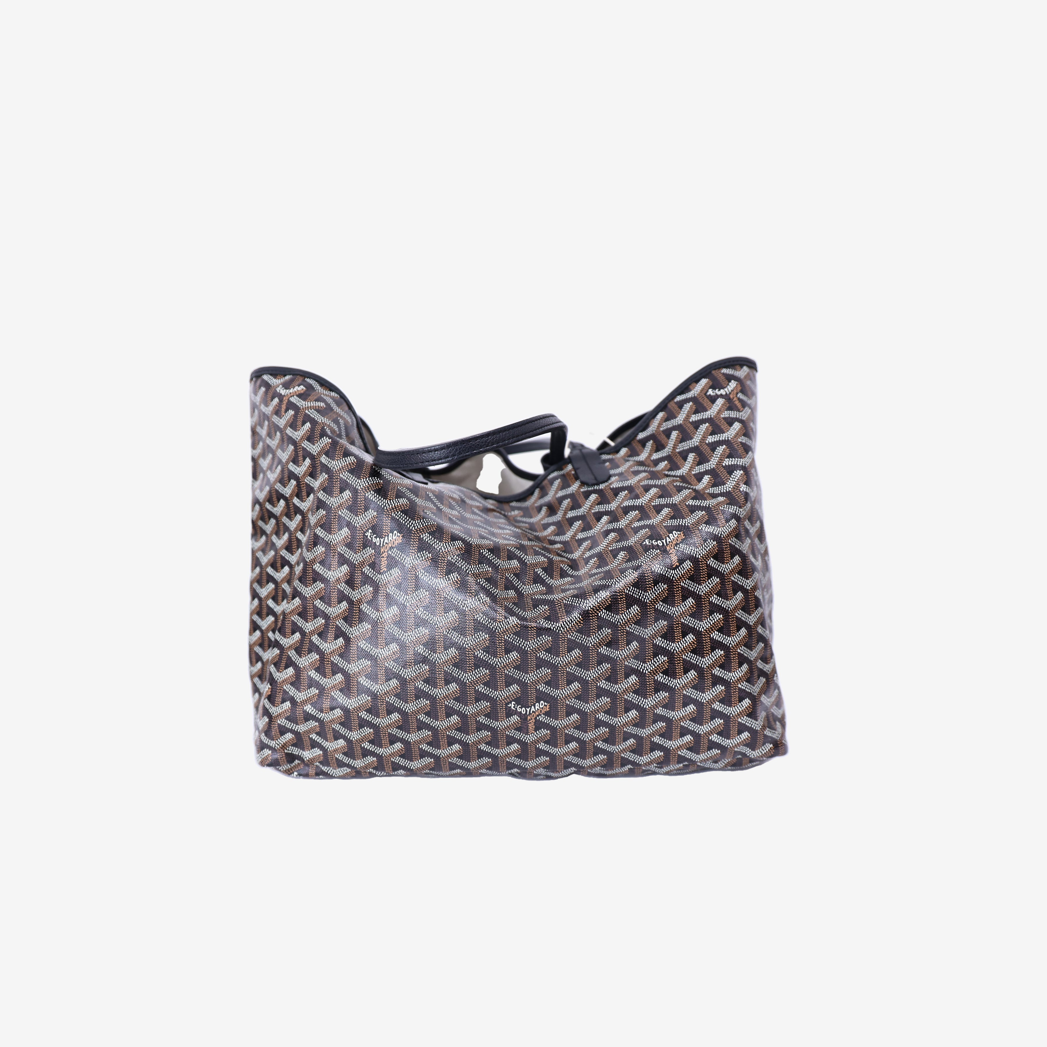 Goyard Saint Louis PM Tote in Black Goyardine Canvas Leather with Palladium Hardware back view