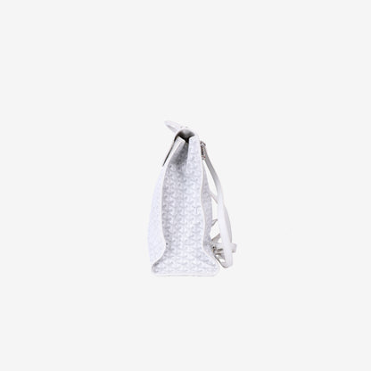 Goyard Saint Léger Backpack in White Goyardine Canvas with Chevroches Calfskin Trim with Silver Hardware side view