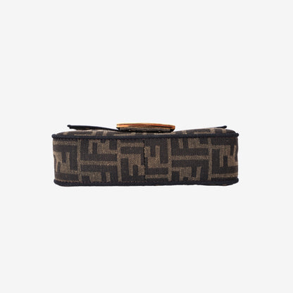 Fendi Mini Baguette Bag in Brown Zucca FF Jacquard Canvas with Gold Hardware