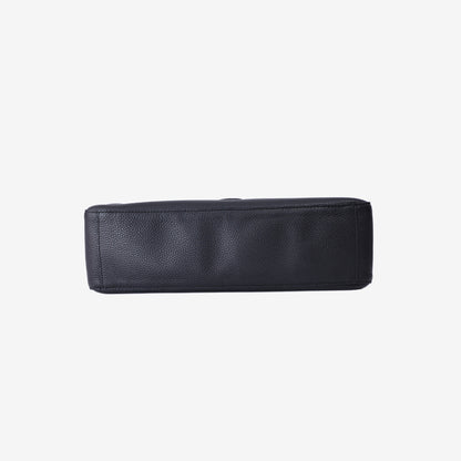 Chanel 26A Matthieu Blazy Maxi Oversized Flap Bag 38.5 (Airport Bag) in Black Grained Calfskin with Silver Hardware