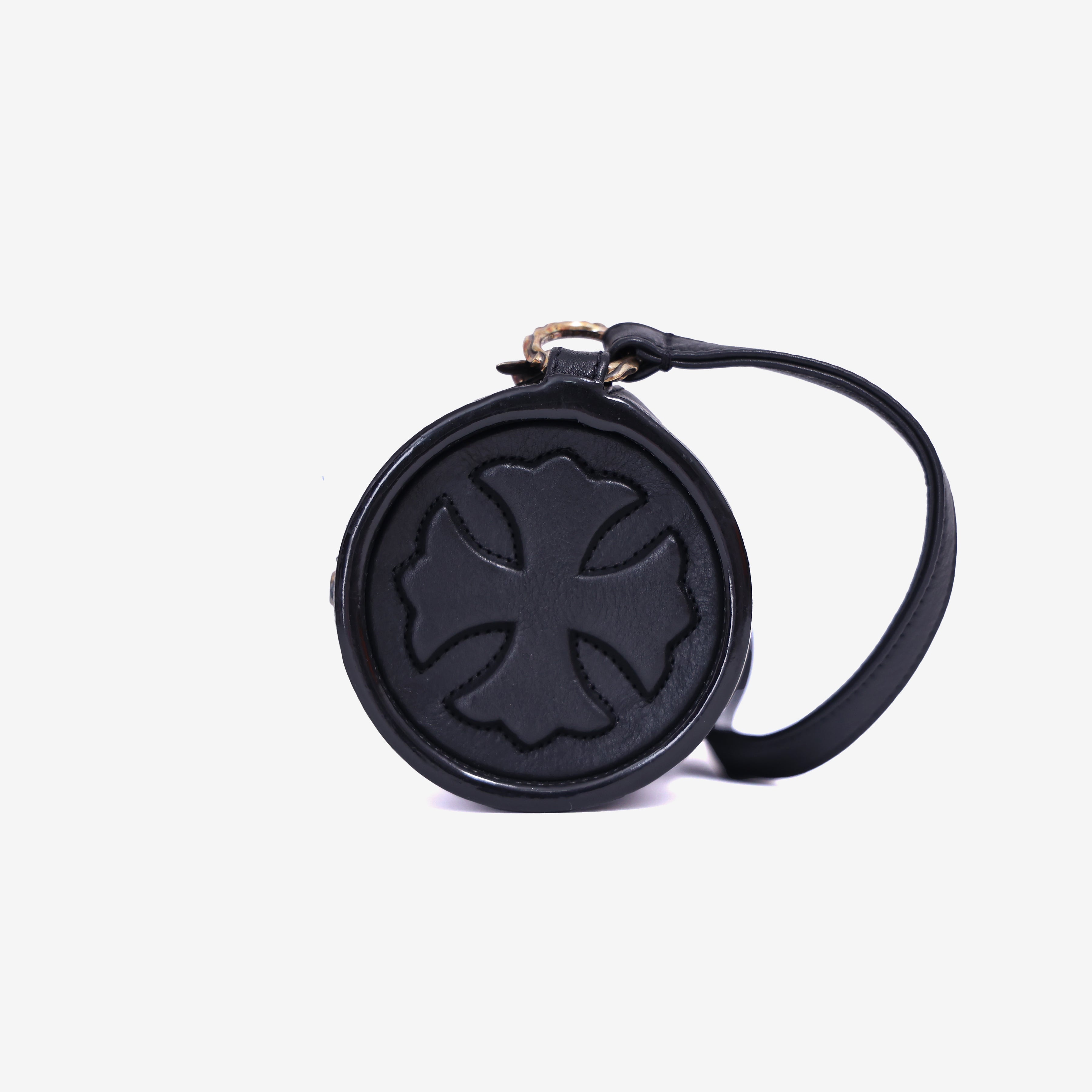 Chrome Hearts Grinds Cemetery Cross Tube Bag in Black Calfskin In Silver Hardware side view