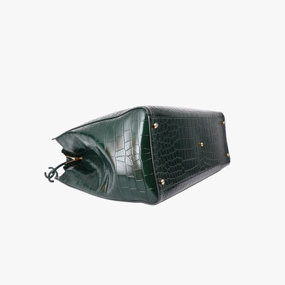 Chanel 26S Crocodile-Embossed Tote Bag in Dark Green Calfskin with Gold Hardware (Contact to Enquiry)