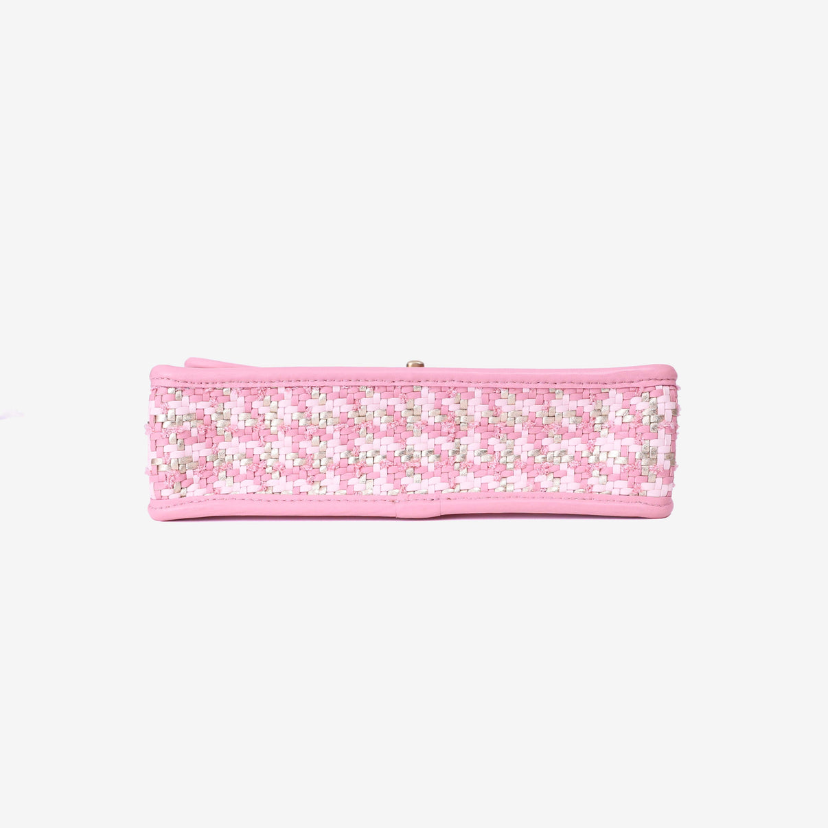 Chanel 23C Pink Woven Flap Bag in Pink Woven Leather with Gold Hardware bottom view