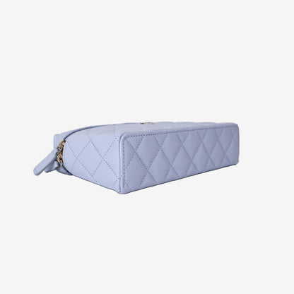 Chanel 26A Vanity Case in Blue Caviar Leather with Gold Hardware