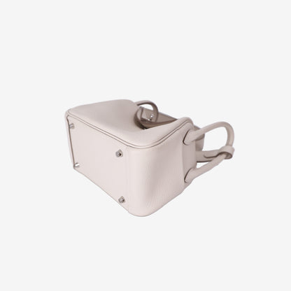 Hermès Mini Lindy in White Clemence Leather with Palladium Hardware