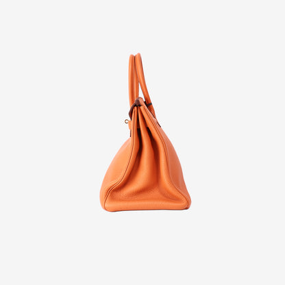 Hermès Birkin 35 in Orange Togo Leather with Palladium Hardware side view