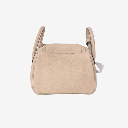 Hermès Mini Lindy in Trench Clemence Leather with Gold Hardware back view