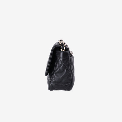 Chanel 19 Bag in Black Lambskin Leather with Silver Hardware