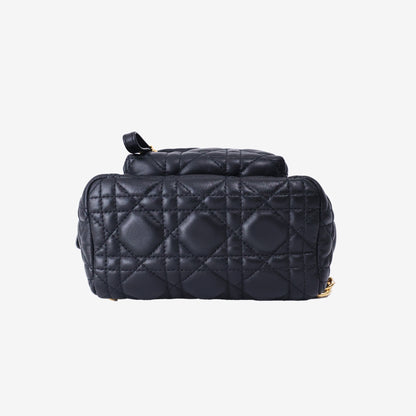 Dior Cannage Mini Backpack in Black Quilted Lambskin Leather with Gold Hardware