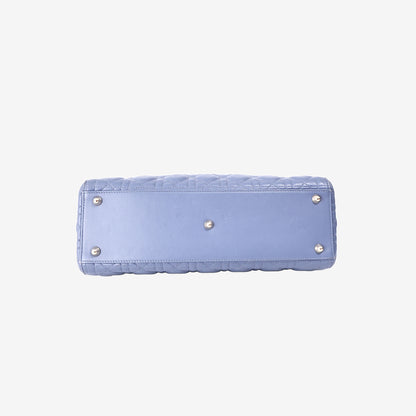 Lady Dior Bag in Blue Lambskin Leather with Gold Hardware