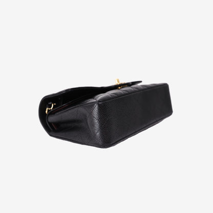 Chanel Small Classic Double Flap Bag in Black Caviar Leather with Gold Hardware