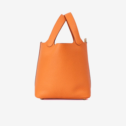 Hermès Picotin 18 Orange Clemence Leather with Gold Hardware side view