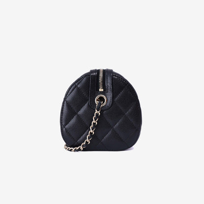 Chanel Classic Barrel Bag Mini in Black Caviar Leather with Gold Hardware side view