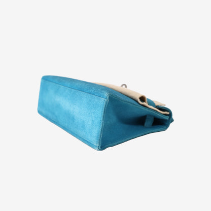 Hermès Kelly Pochette in Turquoise Veau Doblis Leather with Palladium-Plated Hardware (Contact to Enquire)