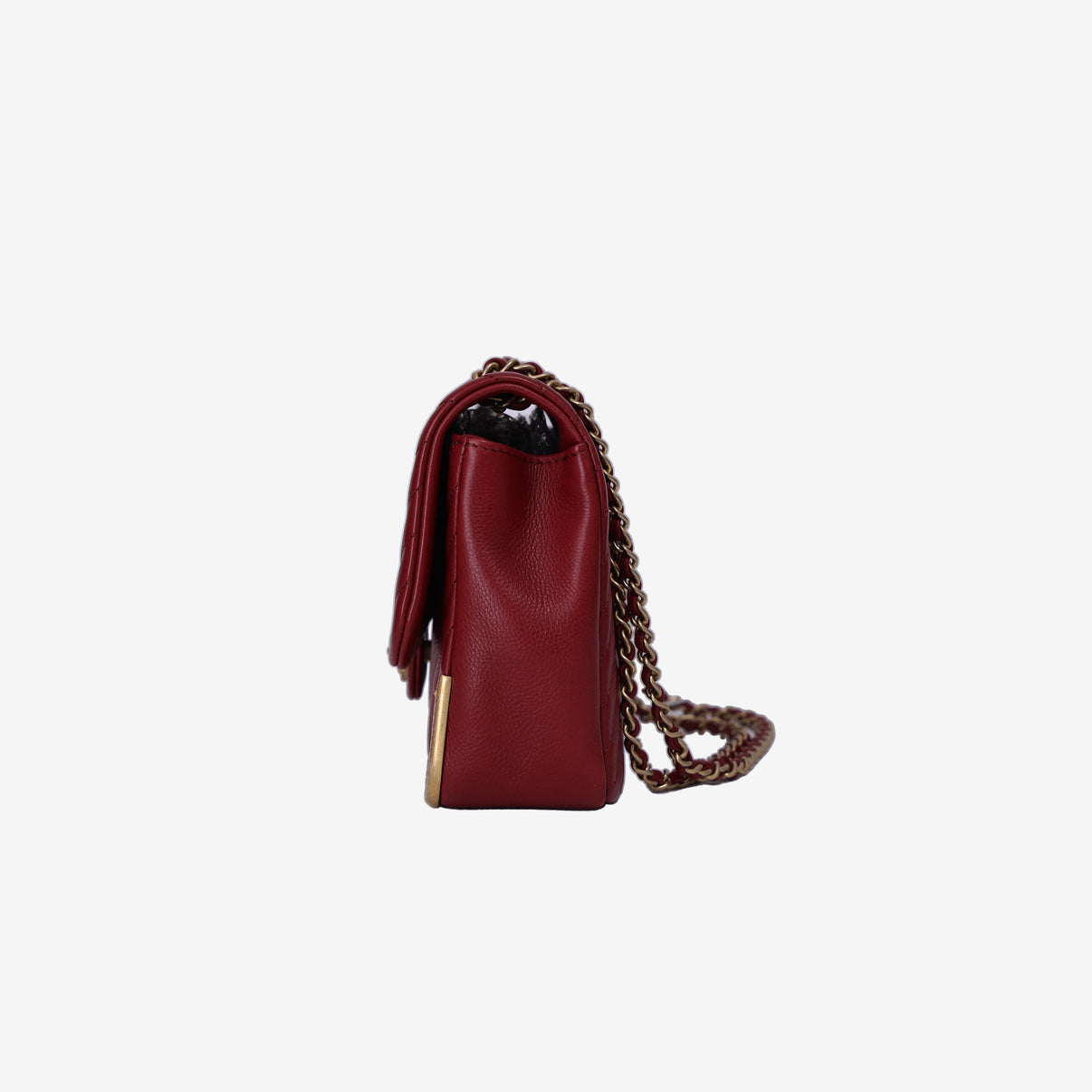 Chanel Rock the Corner Flap Bag in Red Quilted Calfskin Leather with Gold Hardware side view