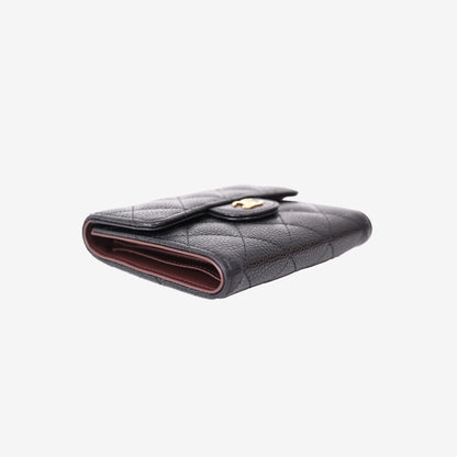 Chanel Classic Flap Wallet in Black Caviar Leather with Gold Hardware