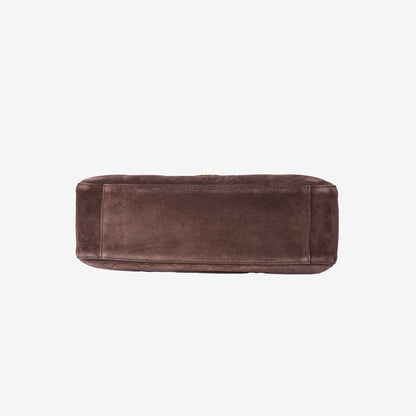 Chanel 26A Matthieu Blazy Maxi Flap Bag in Dark Brown Suede Calfskin Leather with Gold Hardware (Contact to Enquire)