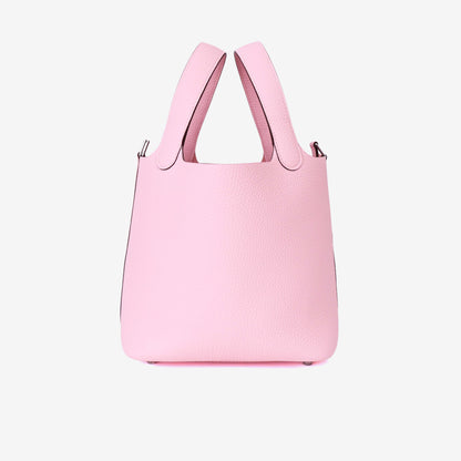 Hermès Picotin 18 in Rose Sakura Clemence Leather with Palladium Hardware side view