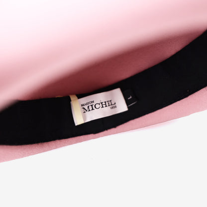 Maison Michel Paris Pink Wool Felt Fedora Hat (Size L)