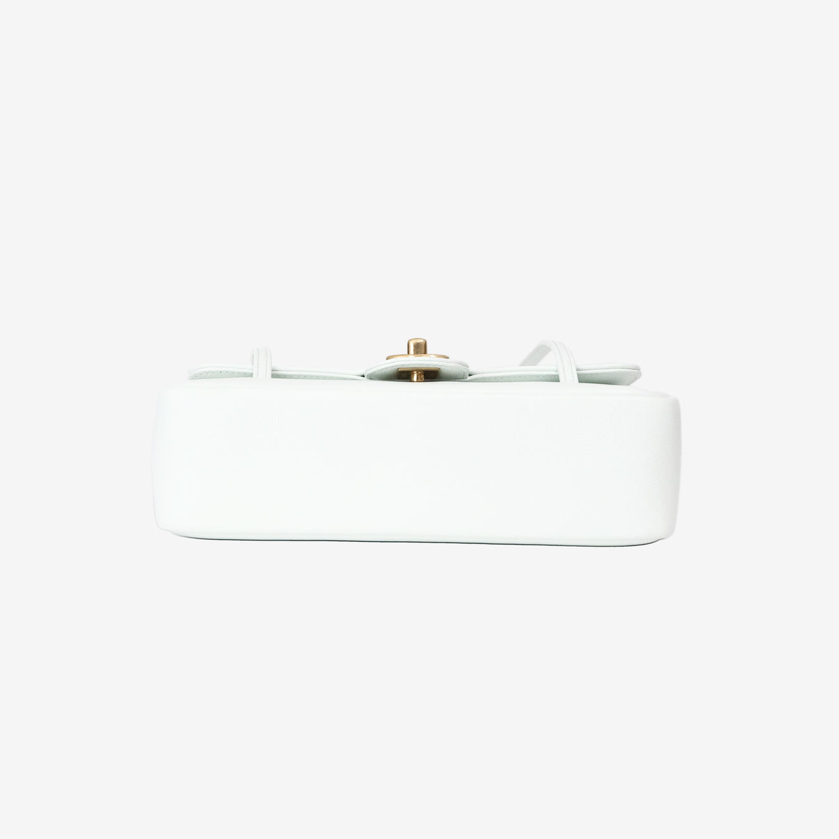 Chanel 26P Preppy Flap Small in White Calfskin Leather with Gold Hardware bottom view